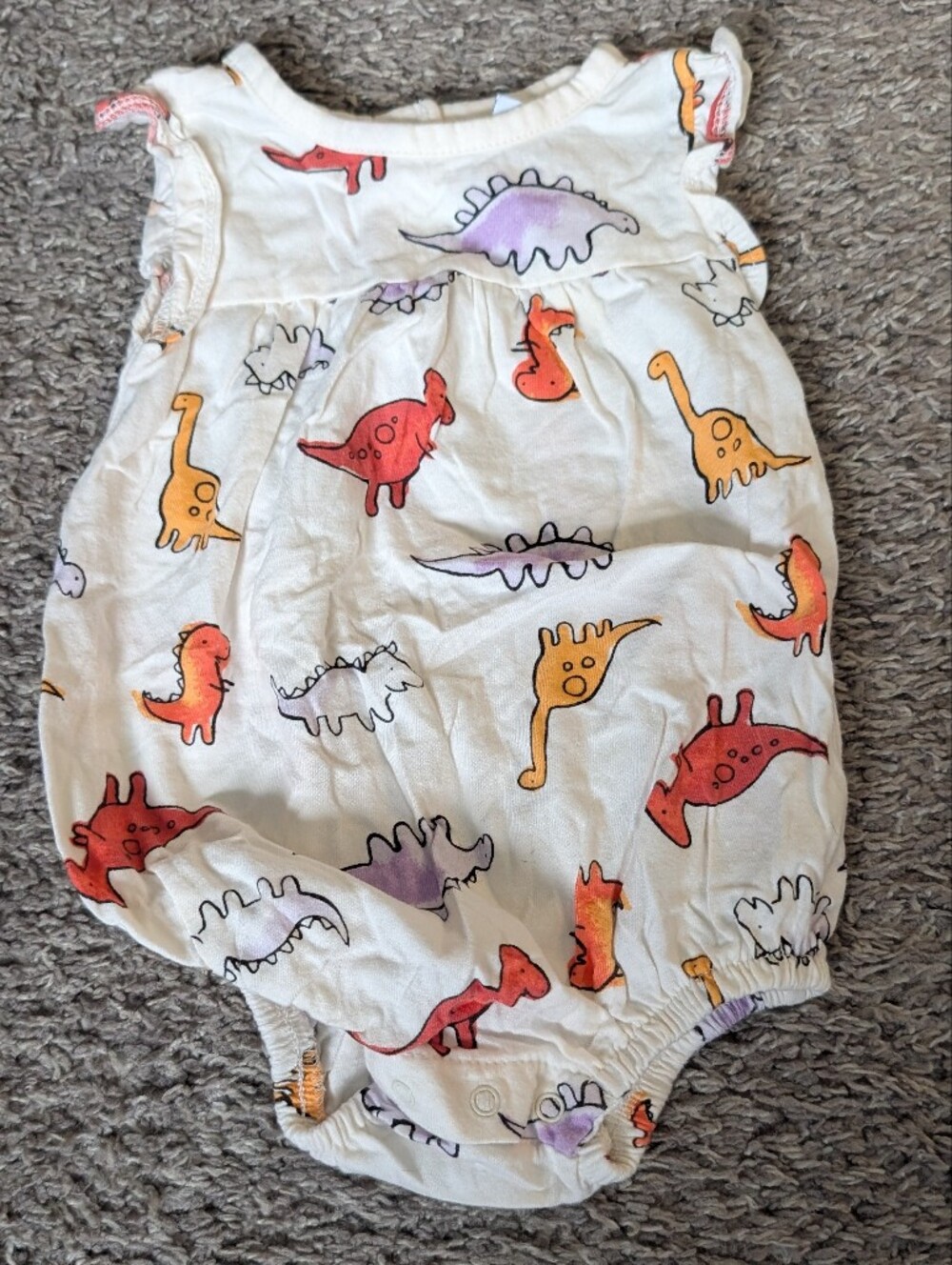Old Navy White Baby Romper with Colorful Dino Print
